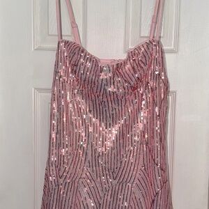 SHEIN BAE Pink Sequin Slip Dress, Size Large